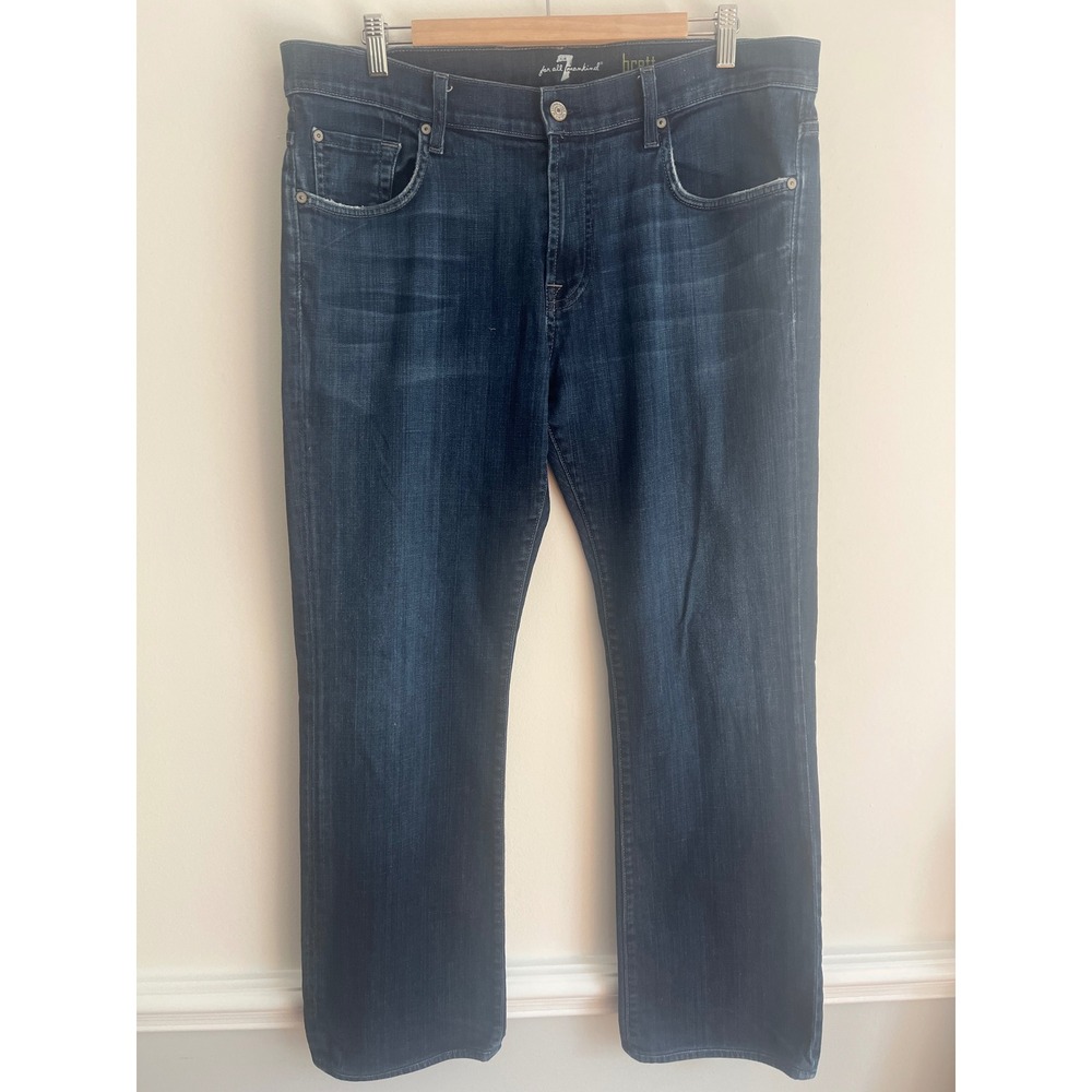 7 For All Mankind Men's Brett Bootcut Jeans Size 36x29 Dark Wash